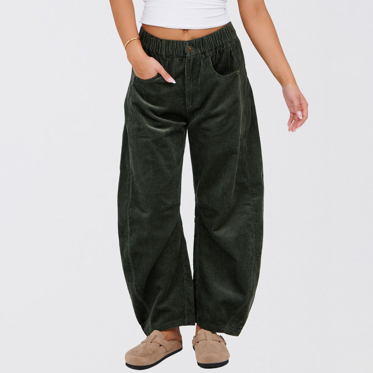 Léa Ribbed Corduroy Wide Leg Pants