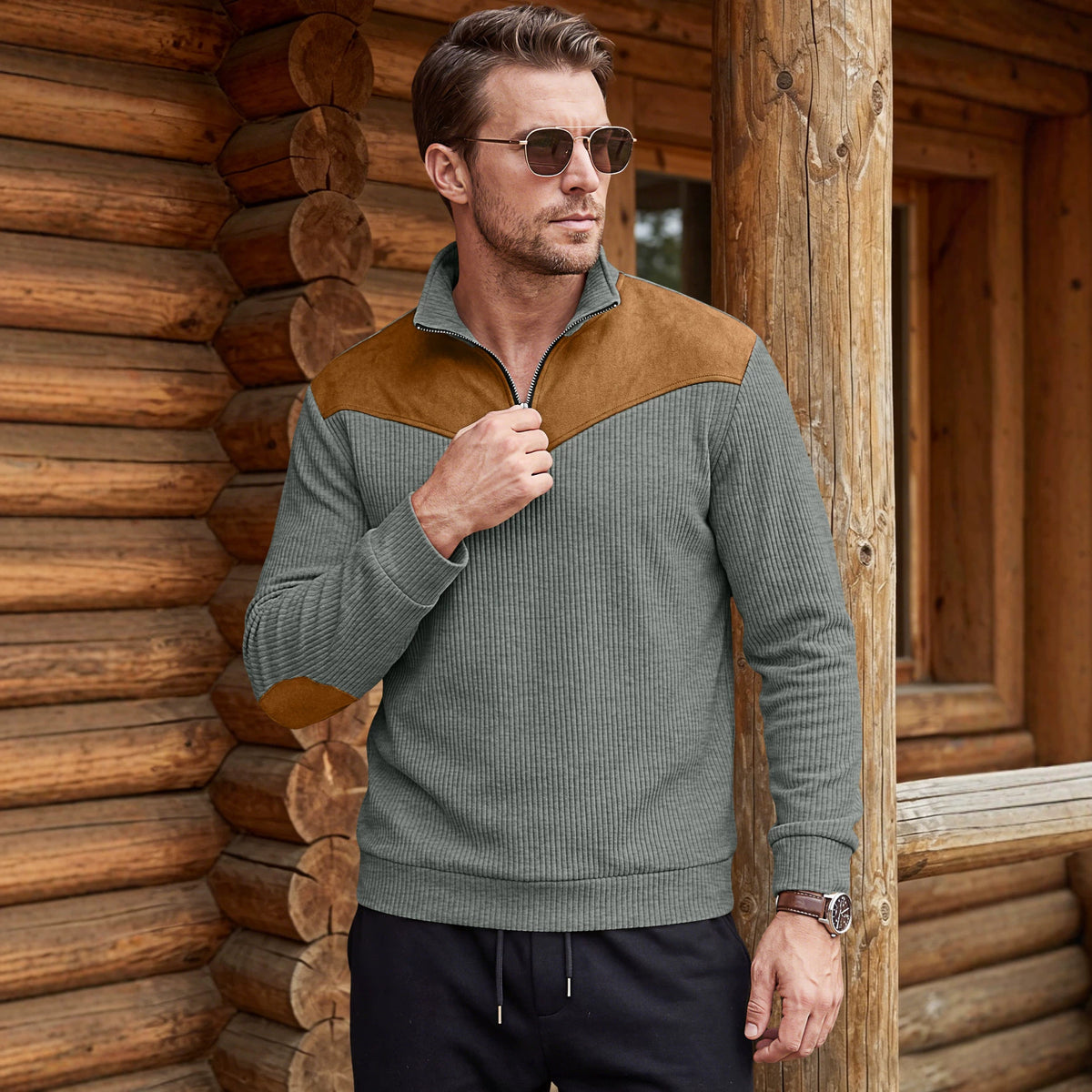Blake Holloway Woodlands Ribbed Stand Collar Sweatshirt