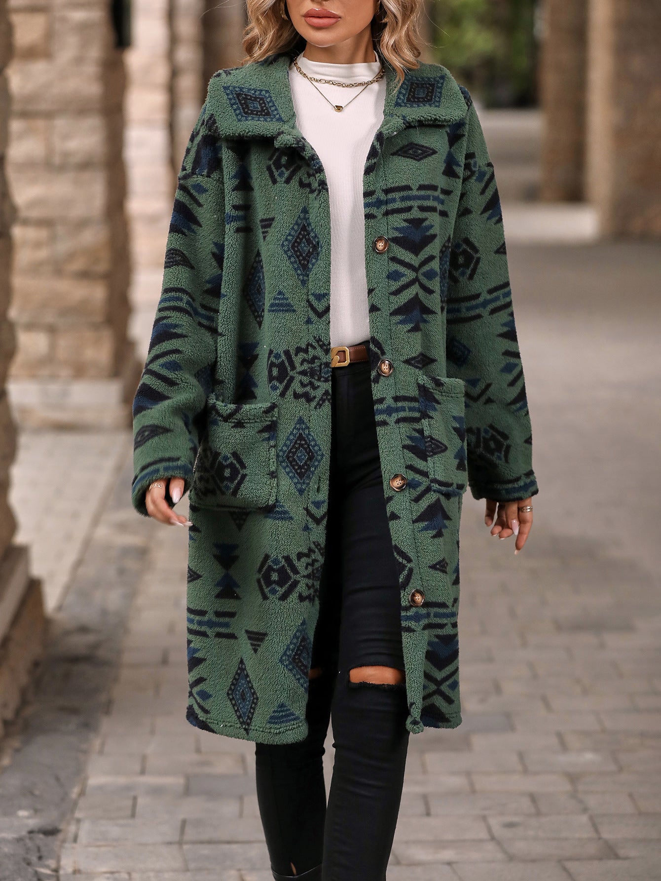 Léa Women's Long Winter Boho Indigenous Coat