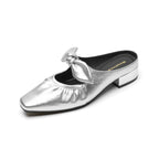 Élise Scrunched Bow Slip-On Mules