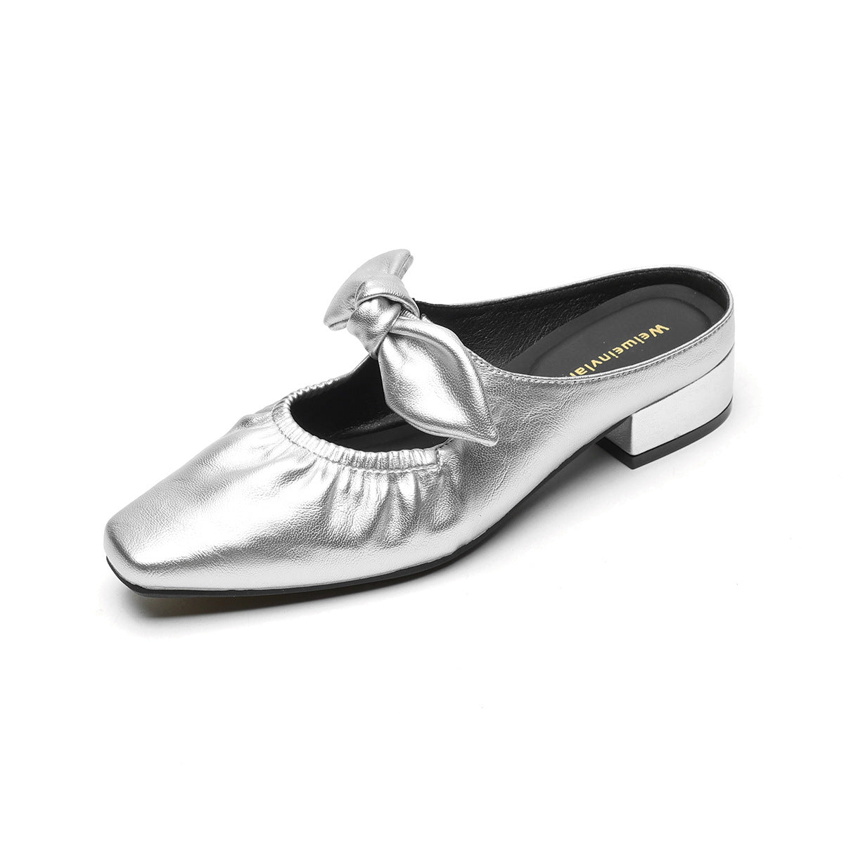 Élise Scrunched Bow Slip-On Mules