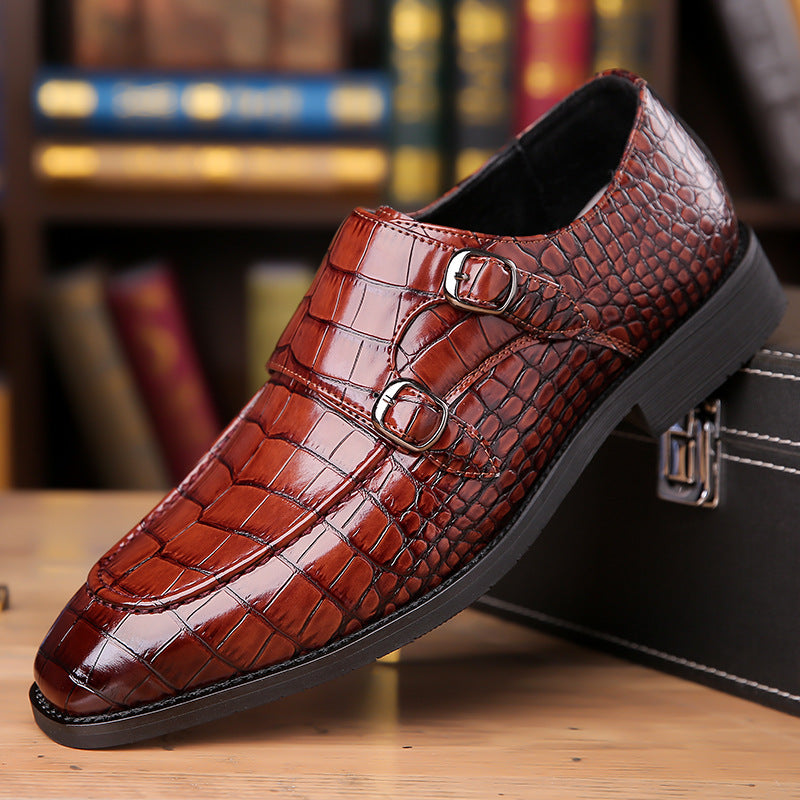 Veridian Buckled Patent Croc Dress Shoe