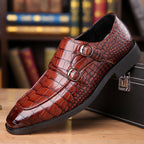 Veridian Buckled Patent Croc Dress Shoe
