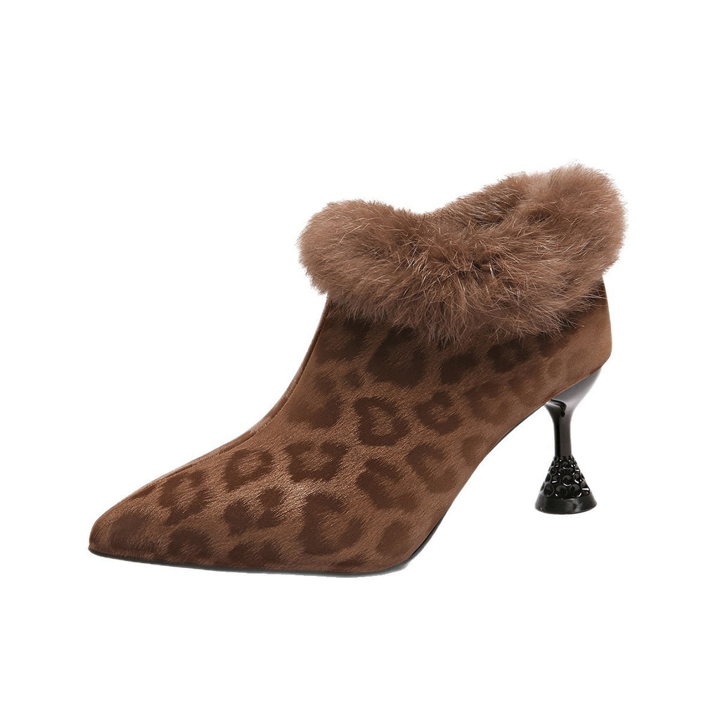 Élise Leopard Print Stiletto Ankle Boots