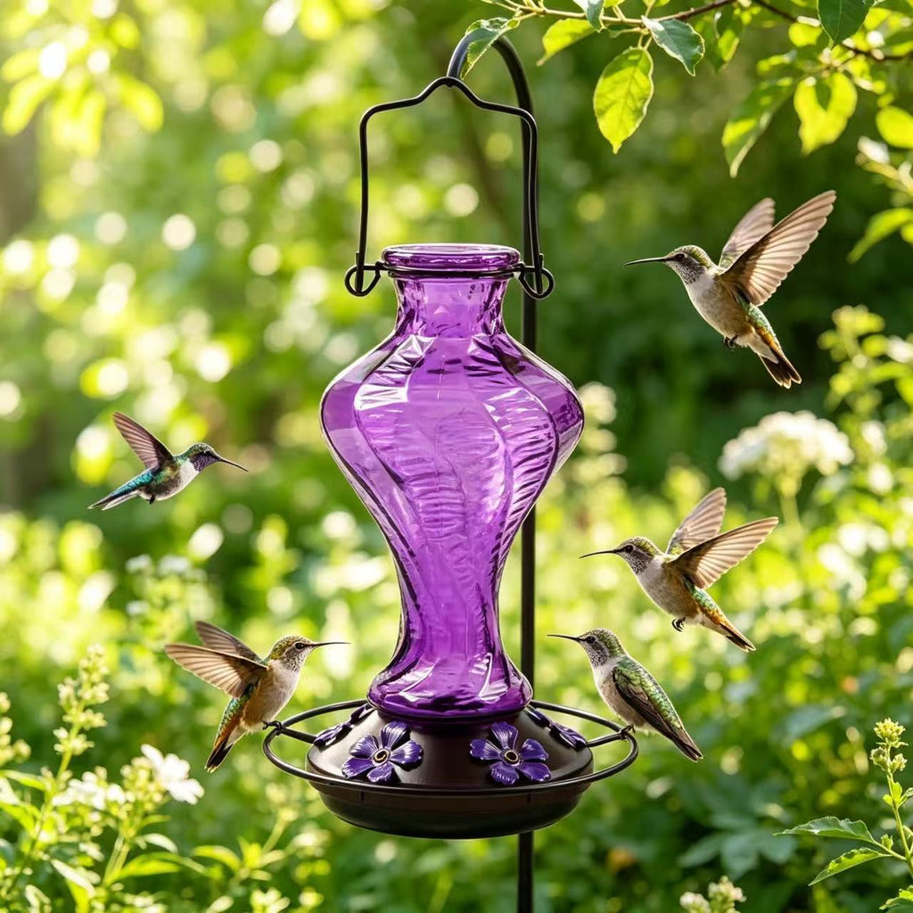 EdenCraft Artisan Twisted Glass Hummingbird Feeder