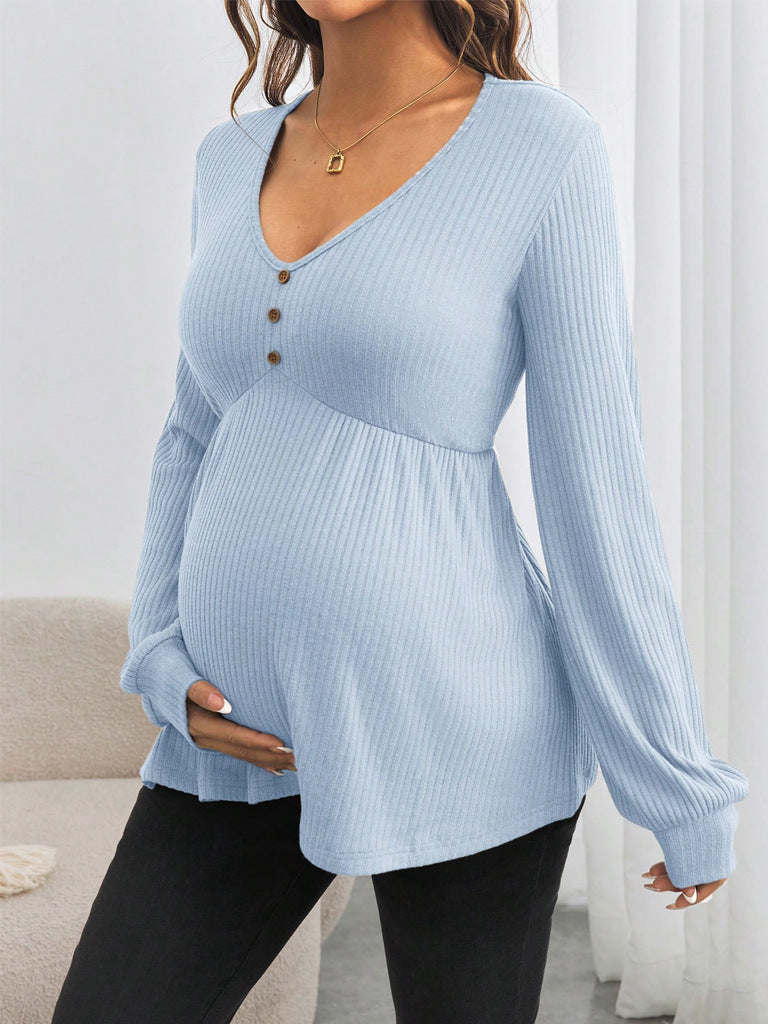 Léa Maternity Long Sleeve V-Neck Top