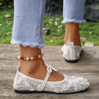 Élise Floral Lace Mary Jane Ballet Flats
