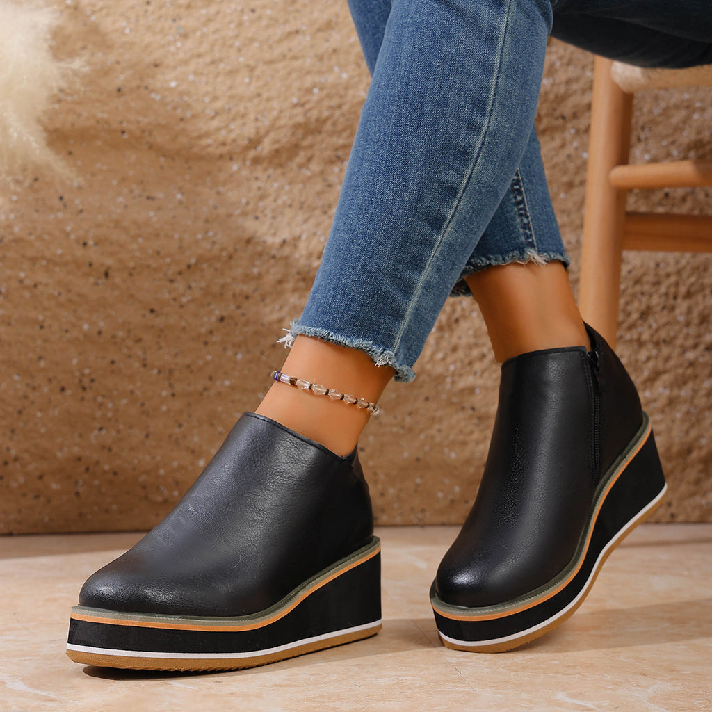 Alessia Winter Platform Side Zipper Booties