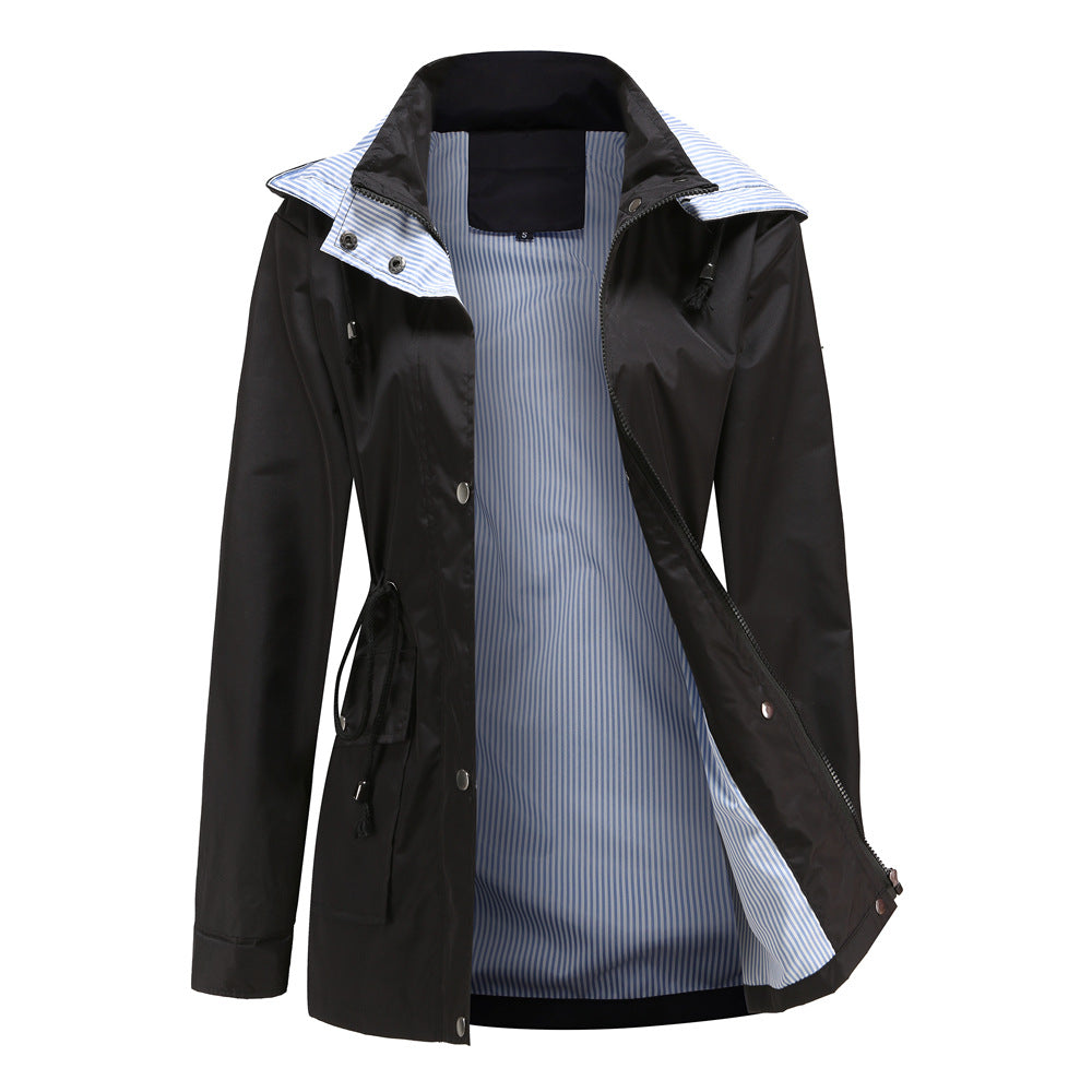 Léa Cinched Detachable Hood Windbreaker