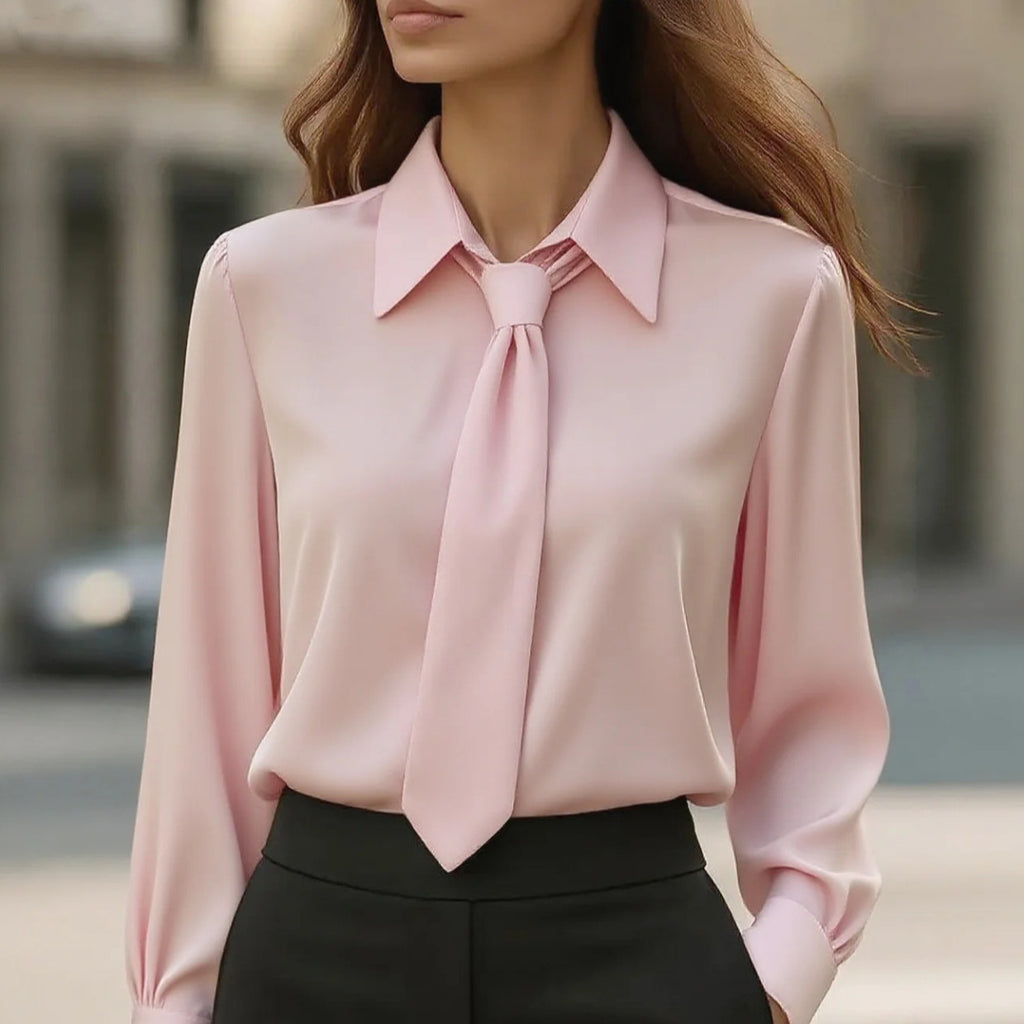 Léa Business Casual Tie-Front Long Sleeve Blouse