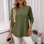 Penelope Waffle Knit Long Sleeve Top