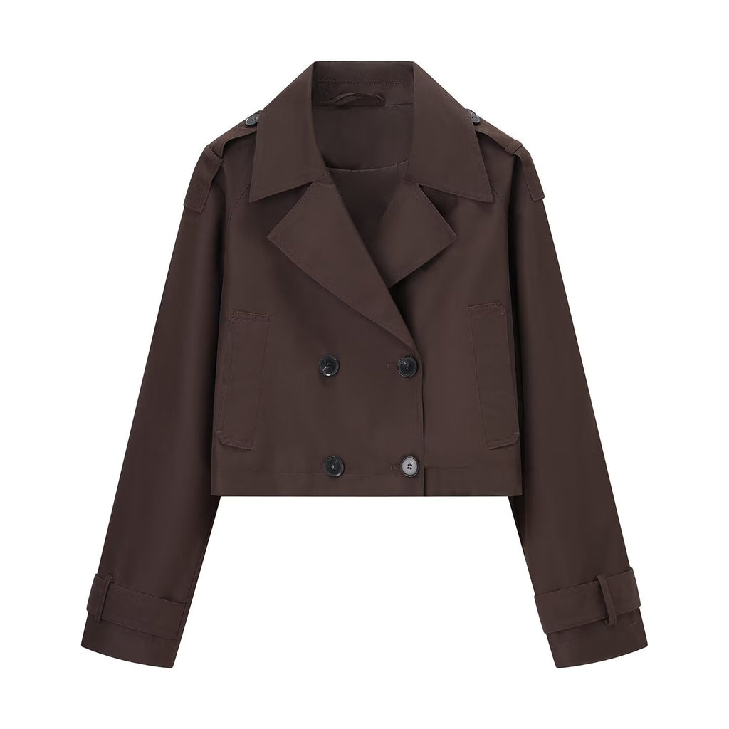 Léa Cropped Double-Breasted Trench Jacket