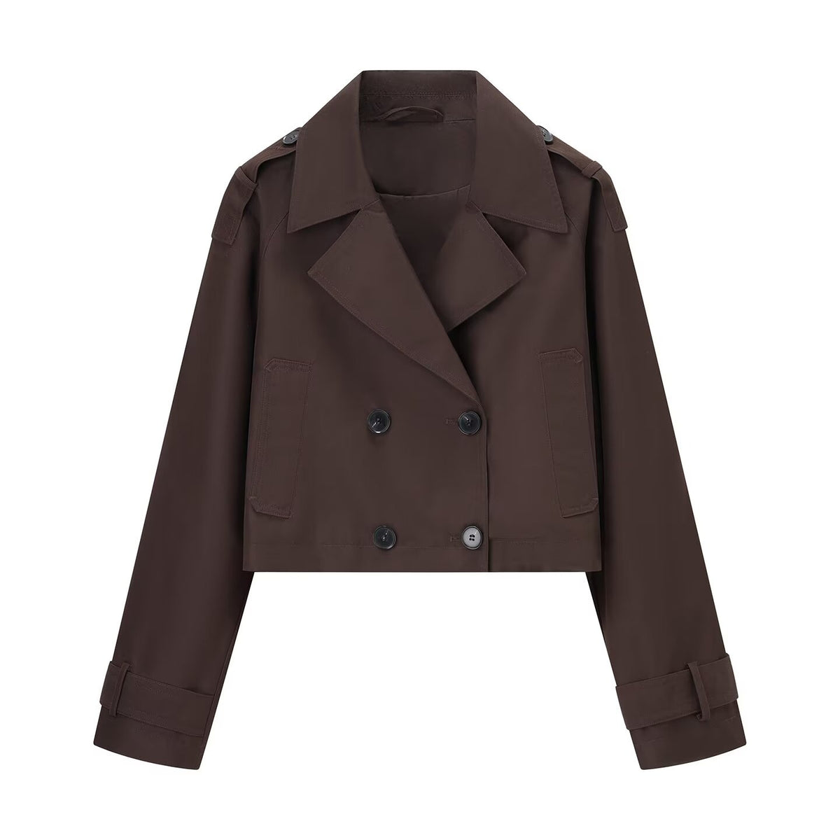Léa Cropped Double-Breasted Trench Jacket