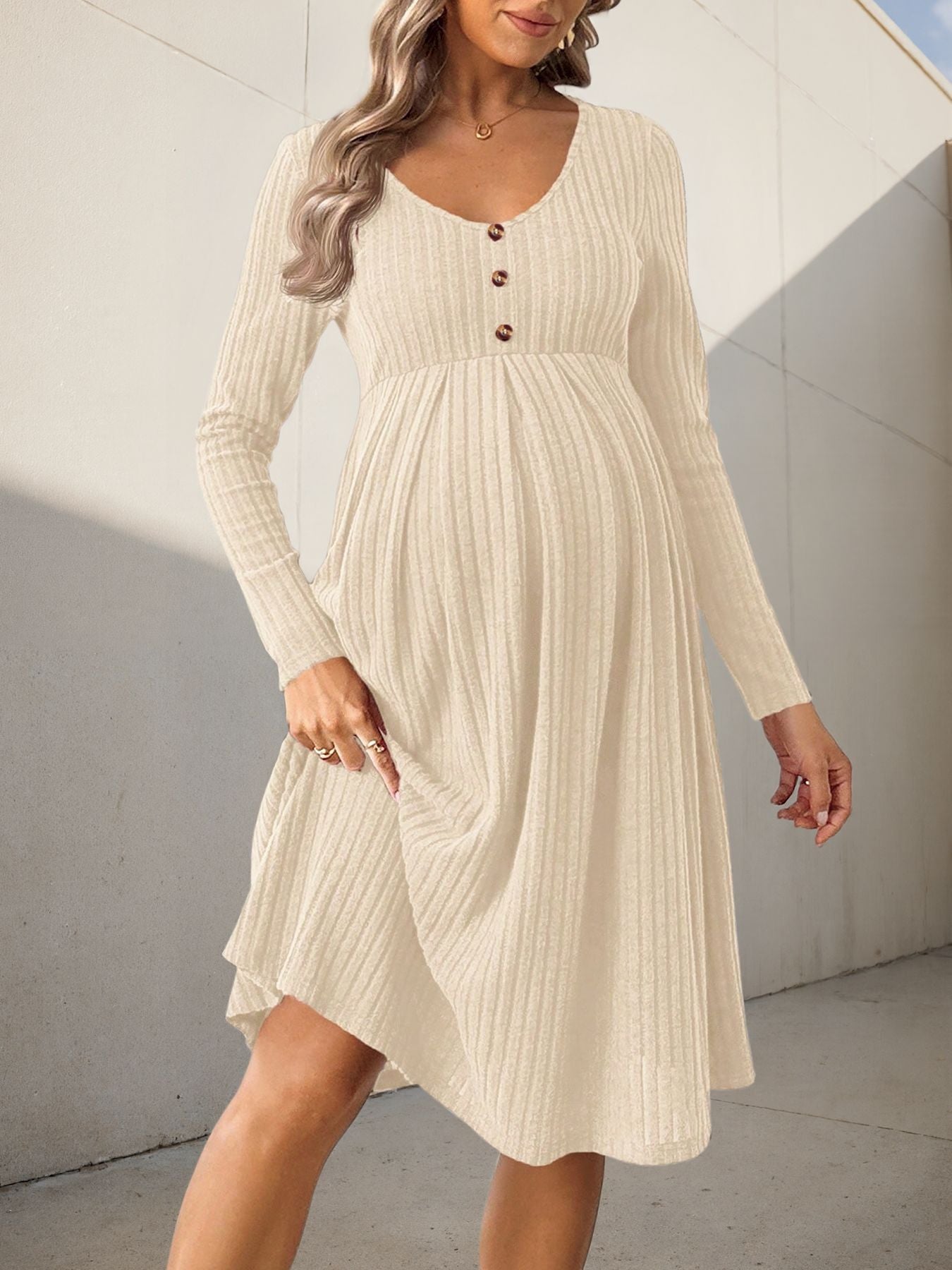 Léa Elegant Maternity V-Neck Soft Knit Dress