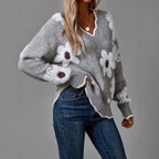 Léa Blossom V-Neck Knit Sweater
