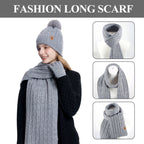 Léa Cable Knit Pom Beanie Scarf Set