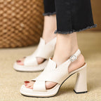 Élise Vegan Leather Chunky Platform Heels