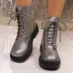 Penelope Sequin Sparkle Platform Lace-Up Boots