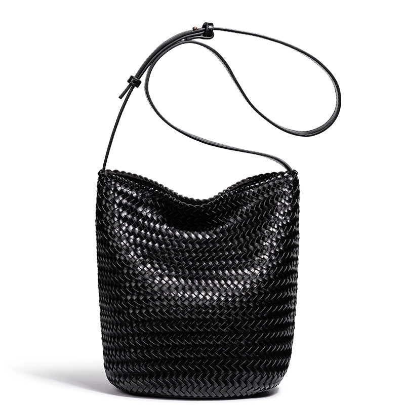 Élise Woven Vegan Leather Bucket Bag