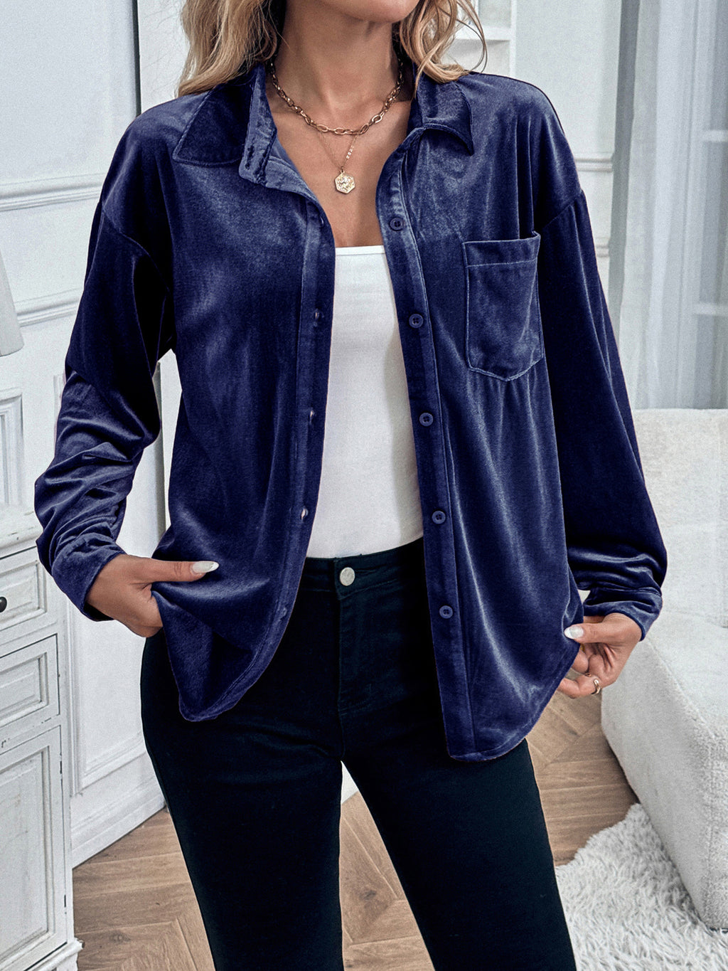 Léa Velvety Long-Sleeves Dress Shirt