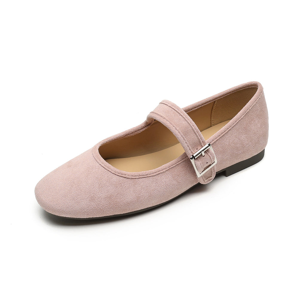 Élise Minimal Elegant Suede Mary Jane Ballet Flats