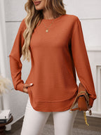Penelope Waffle Knit Long Sleeve Top
