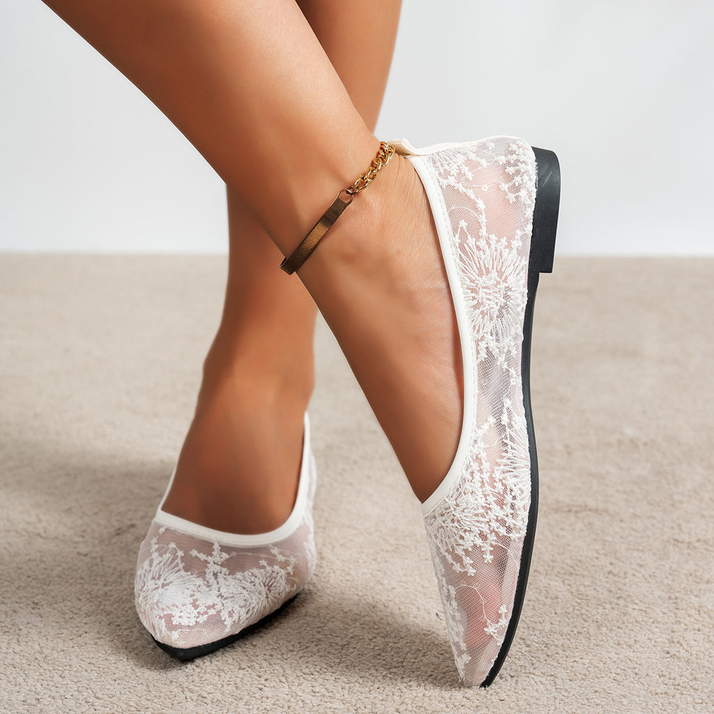 Élise Mary Jane Lace Ballet Flats