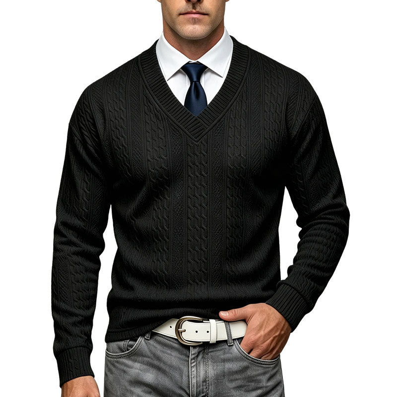 Sterling Jacquard V-Neck Pullover Sweater