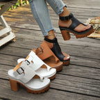 Élise Roman Buckle Chunky High Heel Sandals