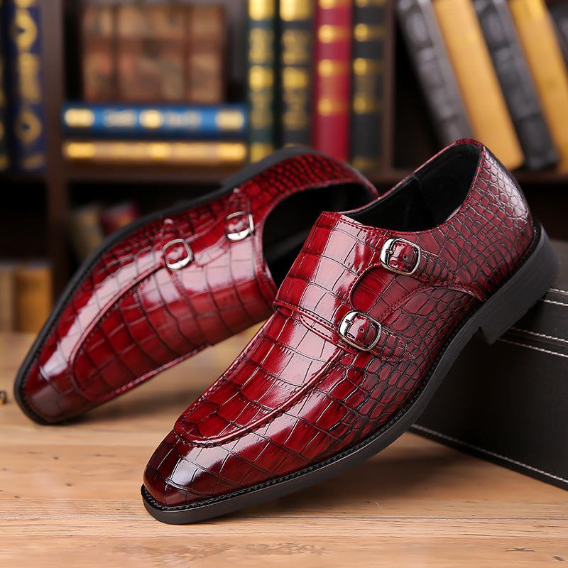 Veridian Buckled Patent Croc Dress Shoe