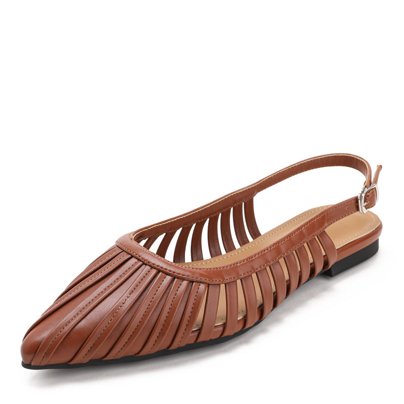Élise Ruched Pointed-Toe Slingback Flats