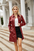 Léa Belted Vegan Leather Mid-Length Trench Jacket