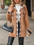 Léa Women's Plaid Plush Long Jacket