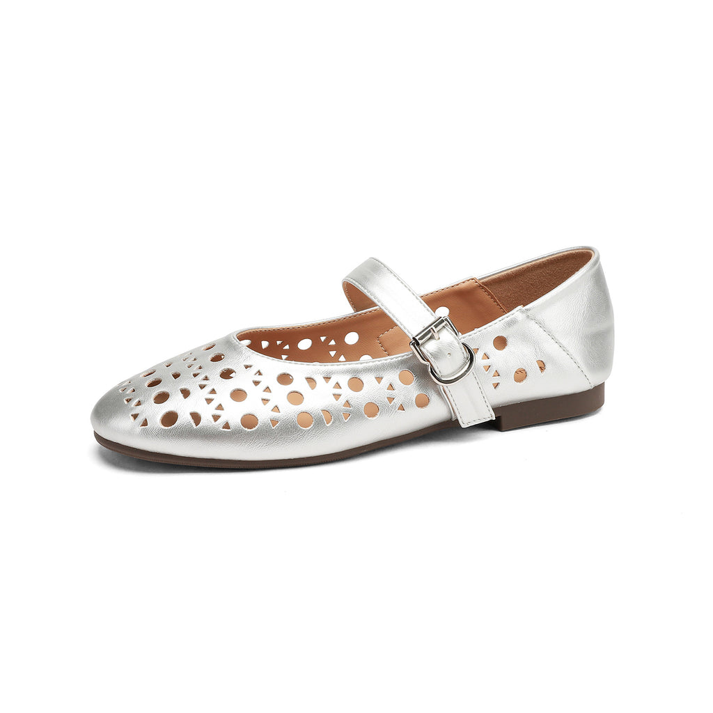 Élise Hollow Out Breathable Mary Jane Ballet Flats