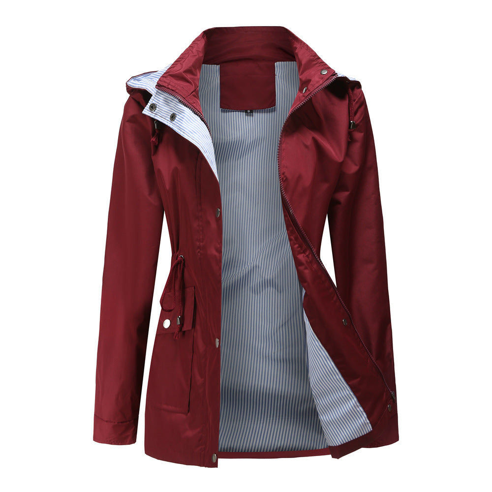 Léa Cinched Detachable Hood Windbreaker