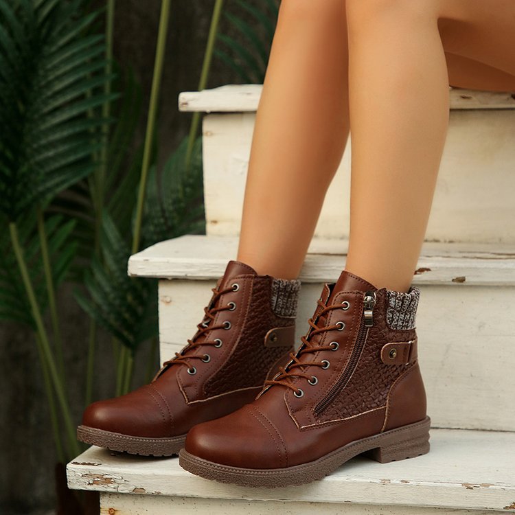 Élise Cozy Knit Collar Zip-Up Boots