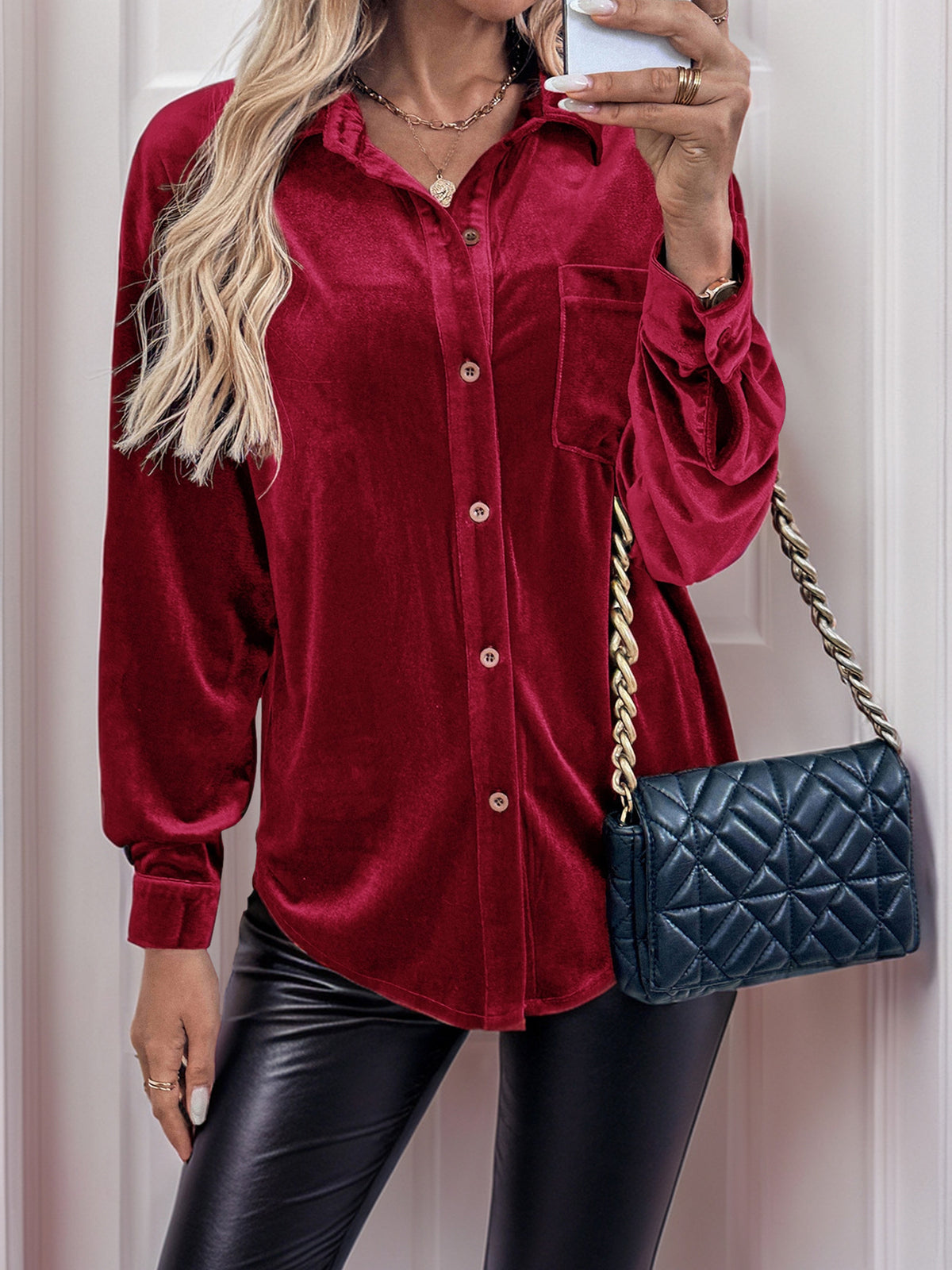 Léa Velvety Long-Sleeves Dress Shirt