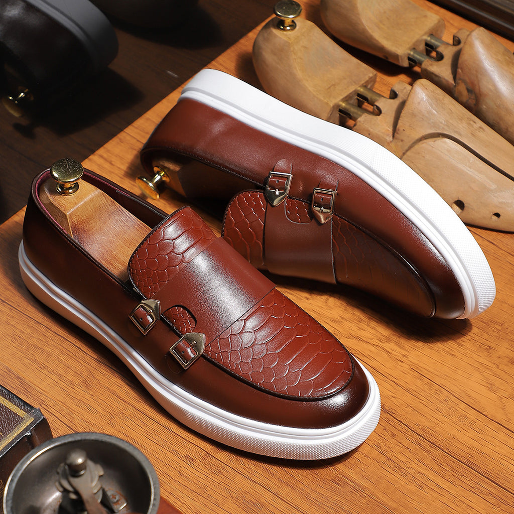Veridian Croc-Embossed Hybrid Monk Strap Loafer