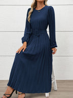 Léa Winter Long Sleeve Pleated A-Line Dress