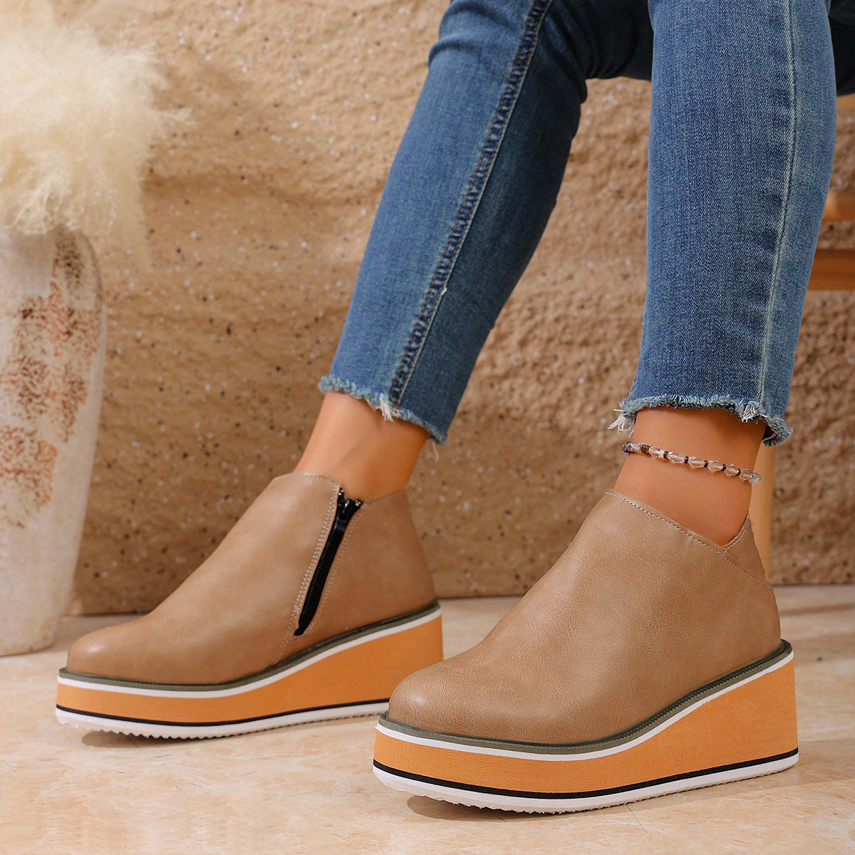 Alessia Winter Platform Side Zipper Booties