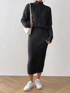 Léa Elegant Knit Turtleneck & Midi Skirt Co-Ord