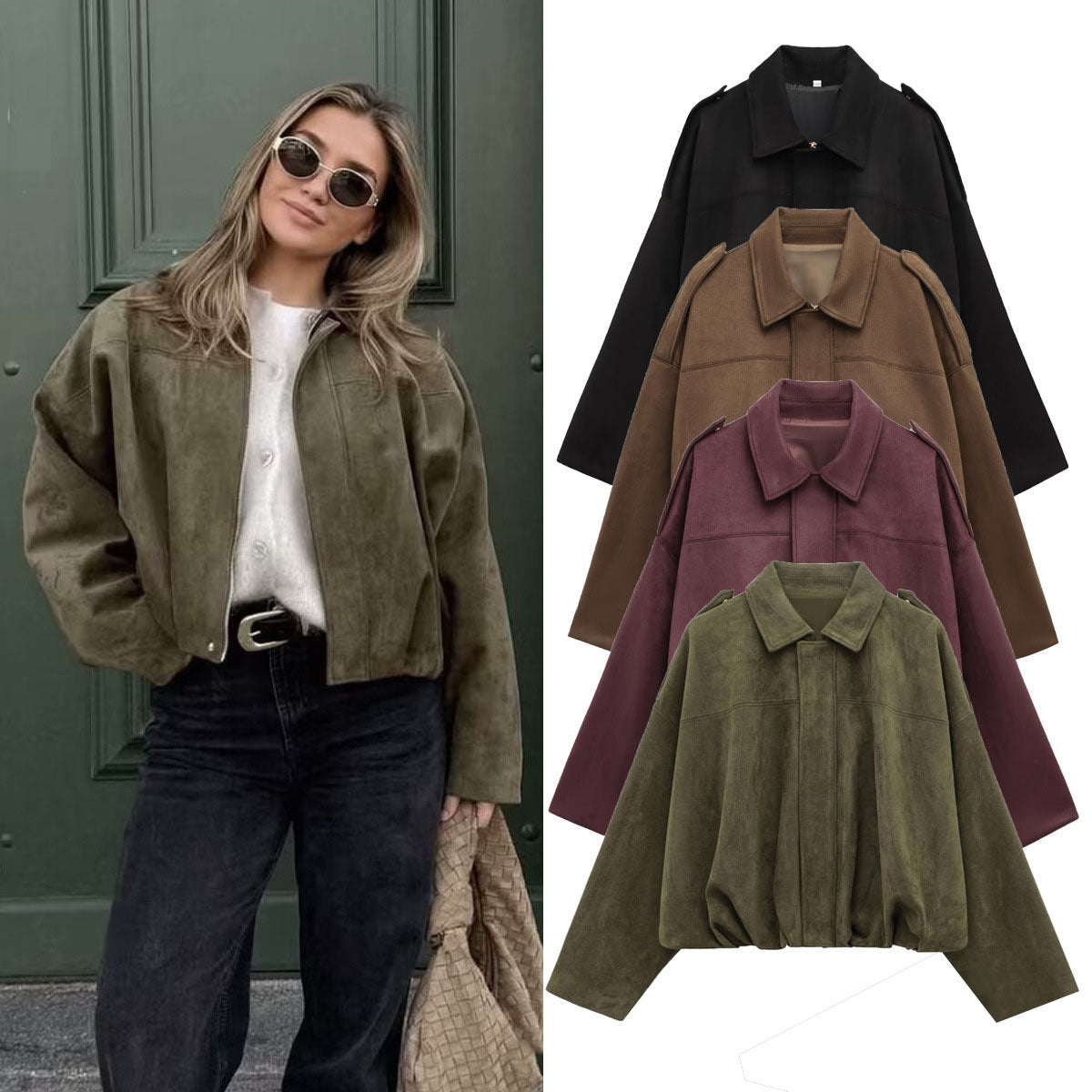 Léa Lightweight Bat Sleeve Bomber Jacket