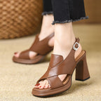 Élise Vegan Leather Chunky Platform Heels