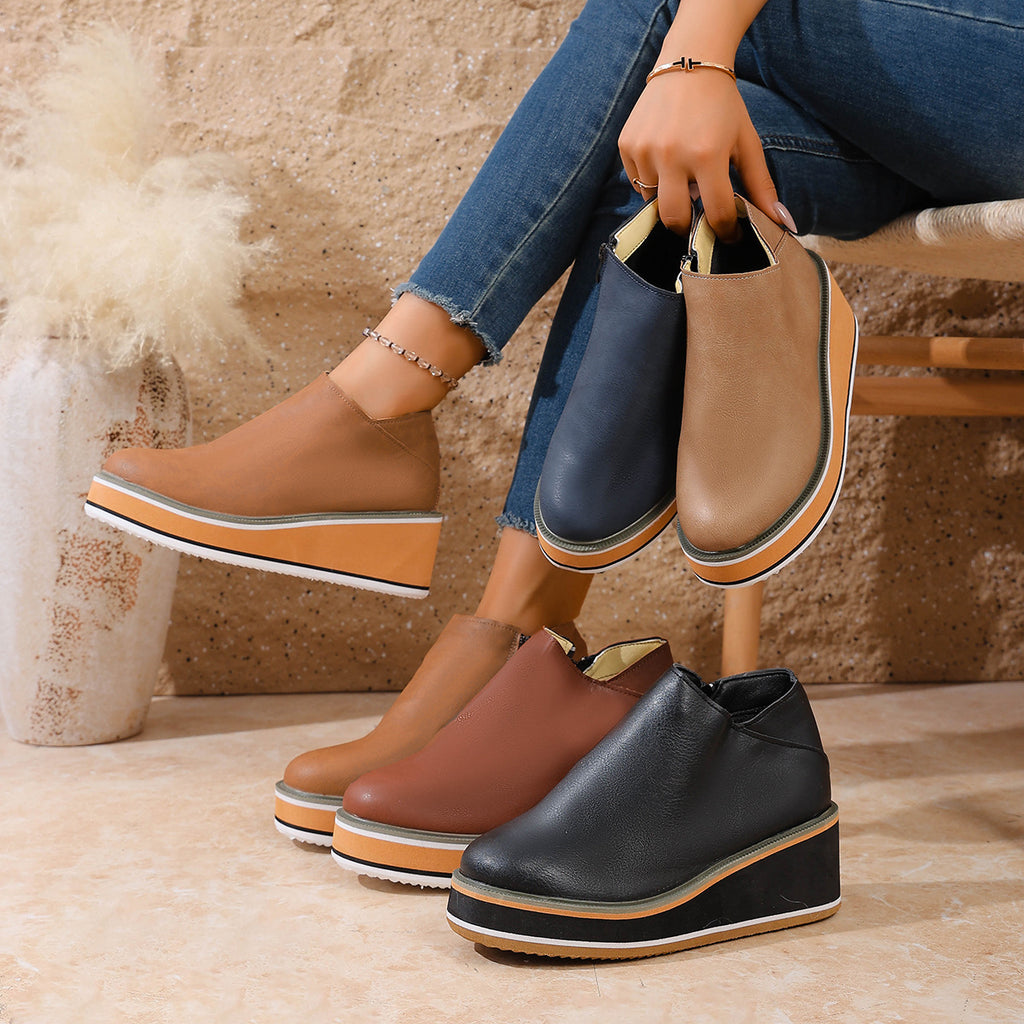 Alessia Winter Platform Side Zipper Booties