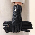 Penelope Plaid Trim Winter Gloves