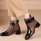 Élise Square Toe Chunky Heel Booties