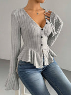 Léa Ruffled Peplum Knit Blouse