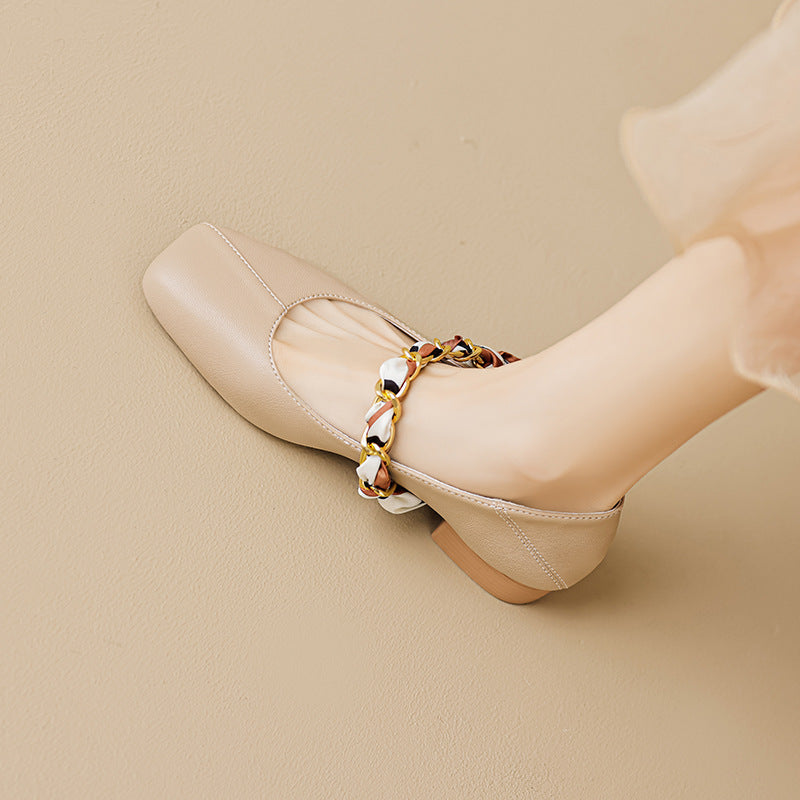 Élise French Scarved Square Toe Mary Jane Flats