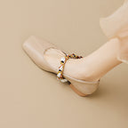 Élise French Scarved Square Toe Mary Jane Flats