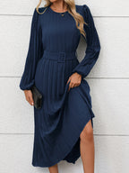 Léa Winter Long Sleeve Pleated A-Line Dress